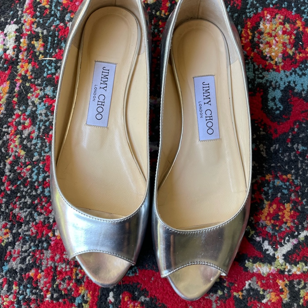 Jimmy Choo Open Toe Silver Flats - image 2